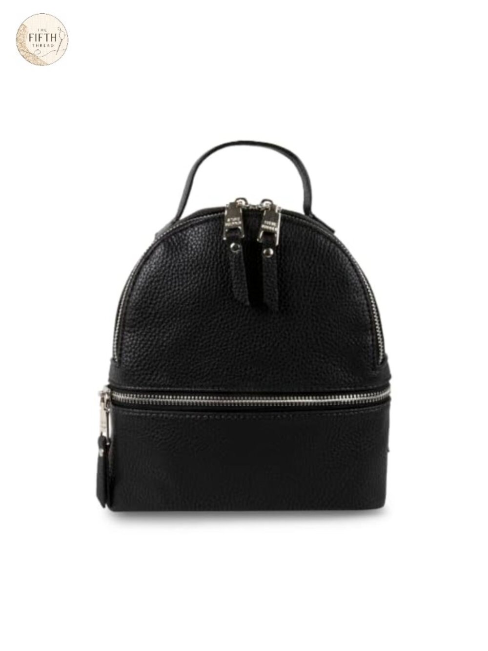 Faux Leather Daypack Backpack with Adjustable Straps, Zipper Closure, Two